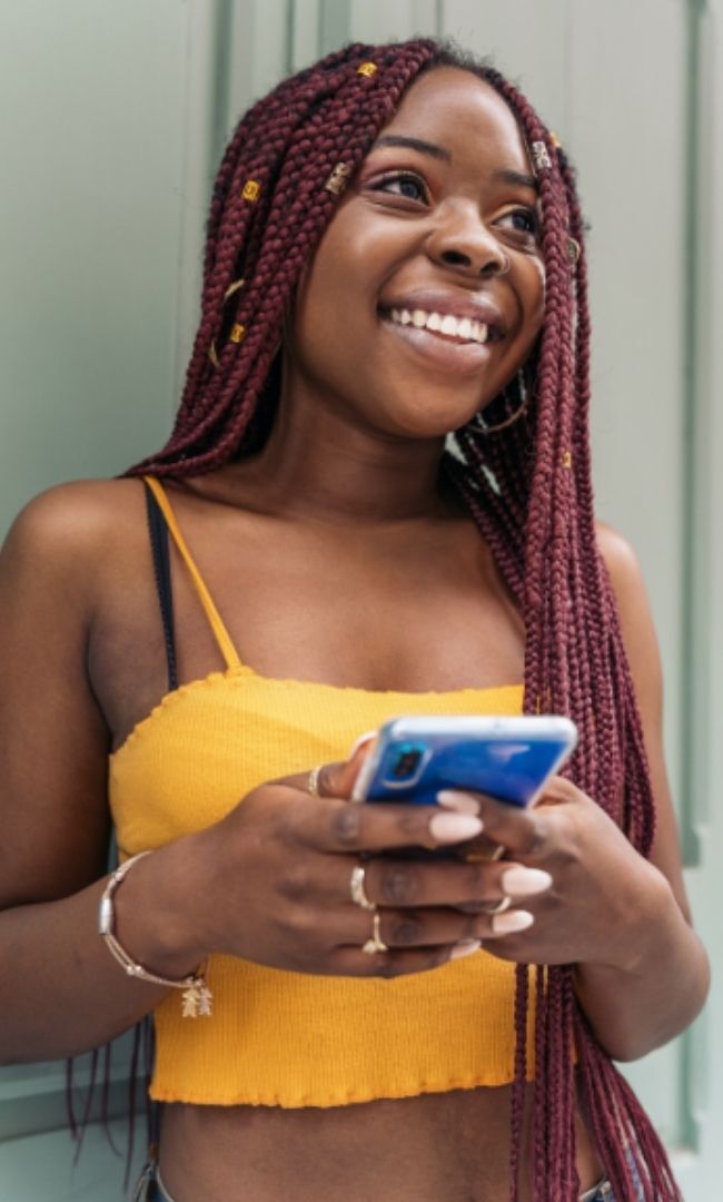 Woman browsing on her phone